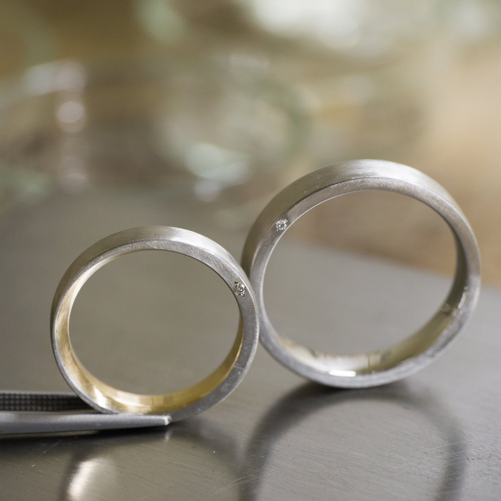 オーダーメイドのマリッジリンング　プラチナ、ゴールド、ダイヤモンド　屋久島でつくる結婚指輪