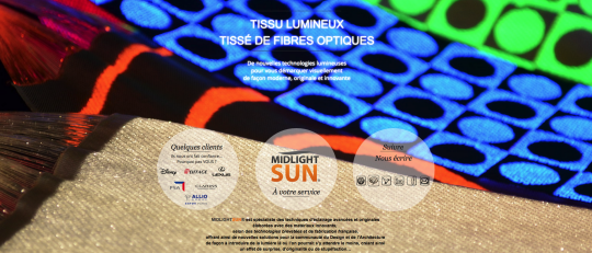 Éclairage innovant : tissu lumineux, fibre optique diffusante, LEDs sans fil... MIDLIGHTSUN France