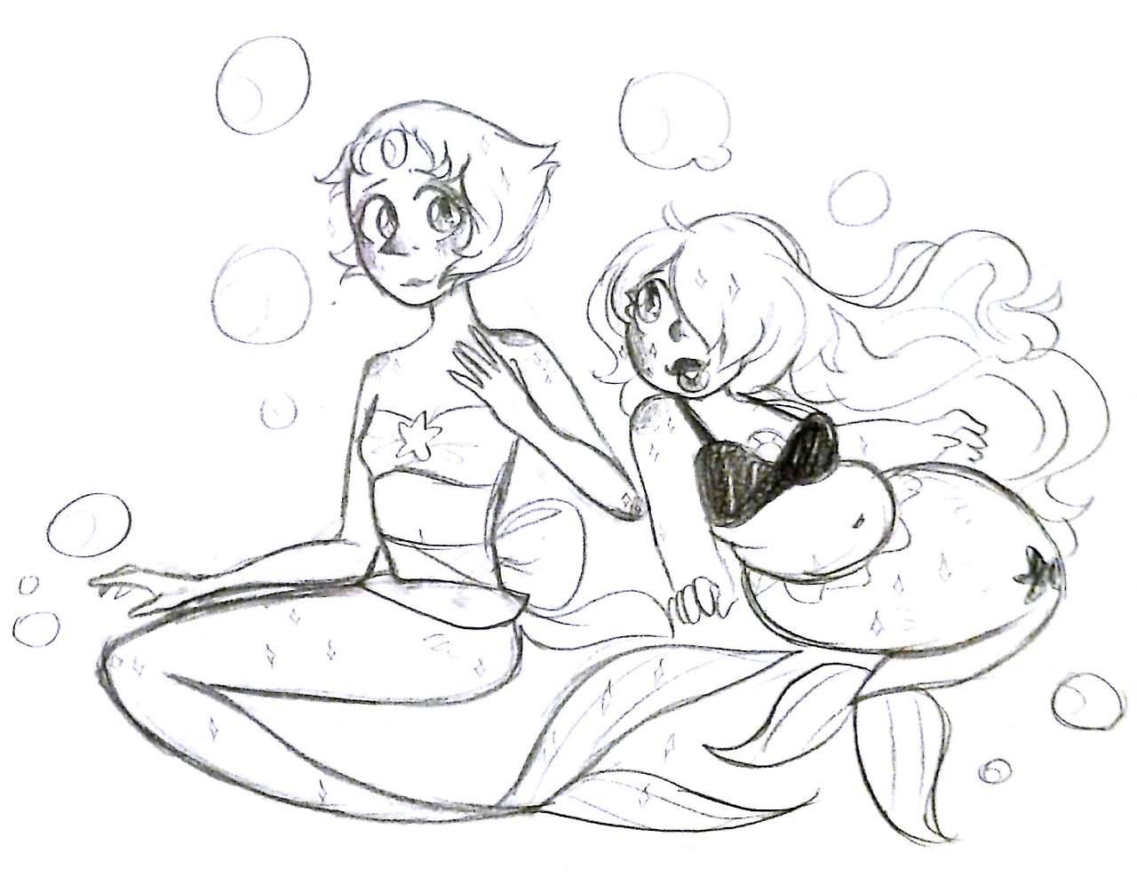 Felt like drawing them as mermaids before I go to sleep