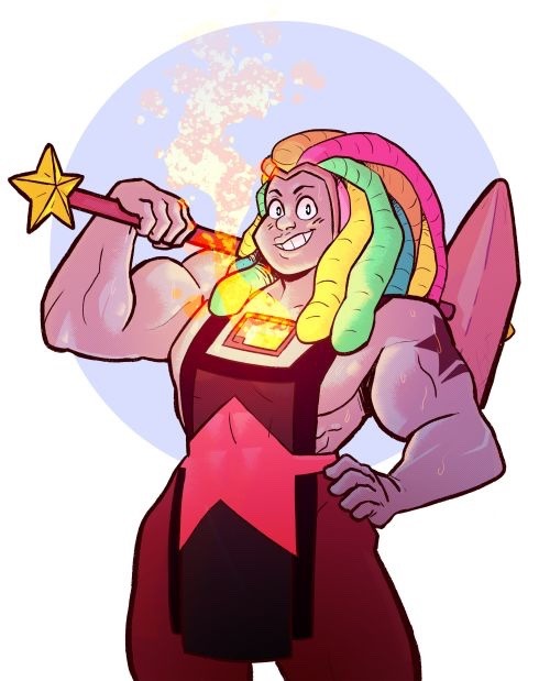 I feel like Bismuth should be the honorary LGBT mascot because she literally screams pride. 1 ) her hair is rainbow 2 ) her gem is rainbow 3 ) her periodic element name is shortened to Bi 4 ) she is...
