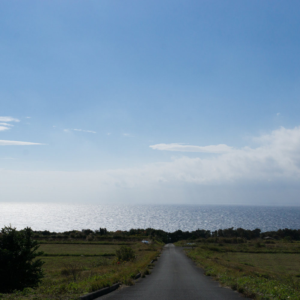屋久島の海、空　続く道