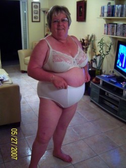 Fat Belly Senior Woman