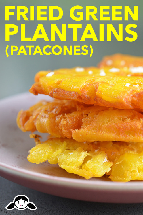Fried green plantains a.k.a. patacones or tostones are my favorite crispy treat to slather on guacamole and salsa! Use them as "bread" in paleo sandwiches!