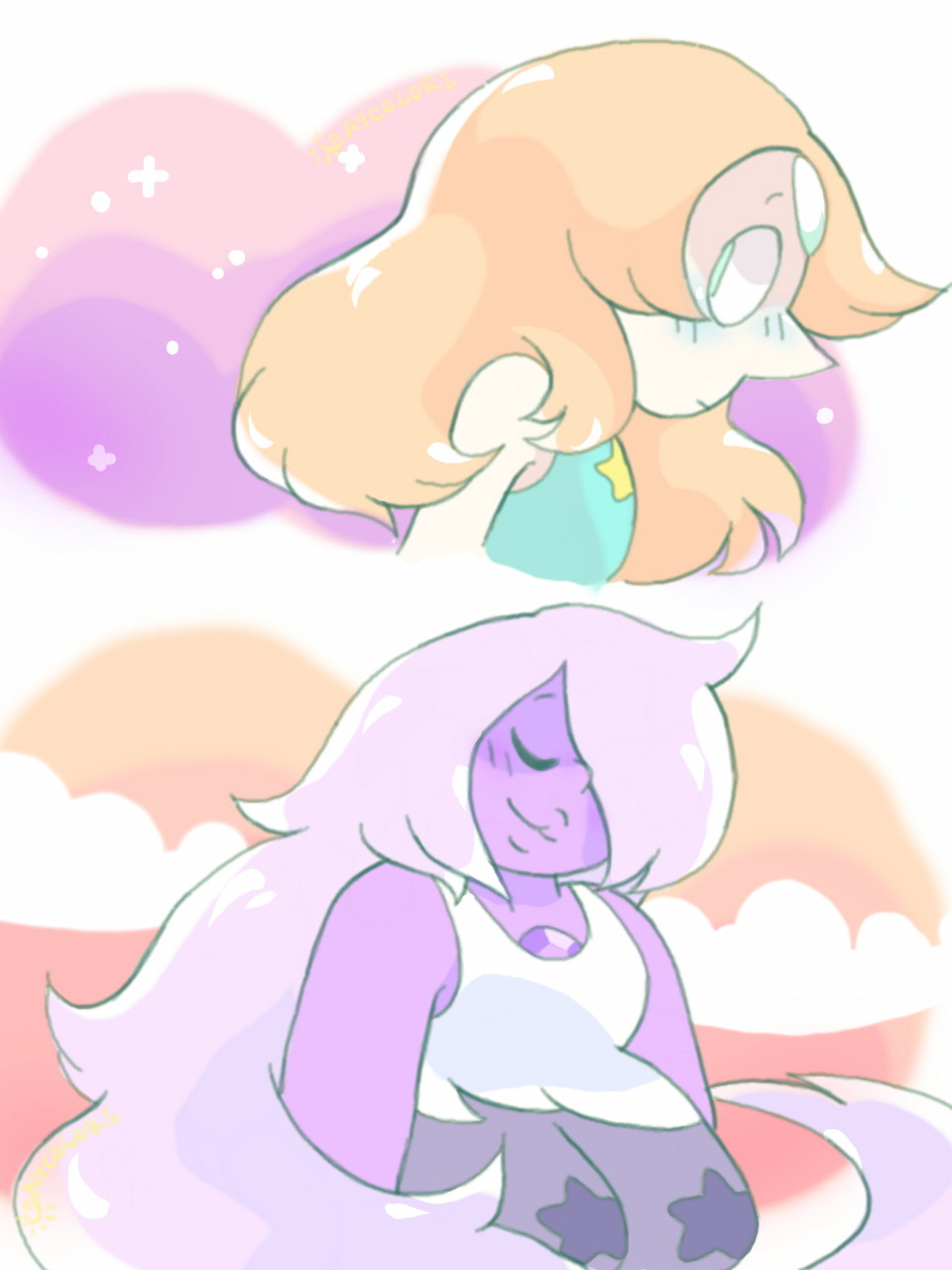 Anonymous said: If possible, I'd like to request Pearl with extremely curly and long hair~ Answer: Aah once I started I couldn’t stop– thank you so much for the suggestion!!