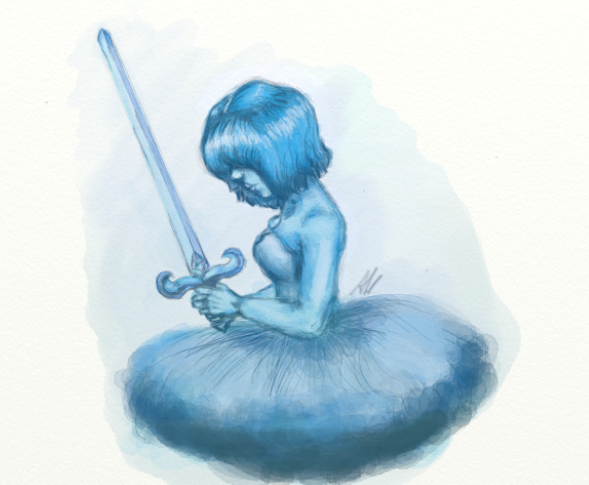 My drawing of Blue Pearl I thought that if our pearl is using swords, why blue pearl won’t? Have a nice day 💙