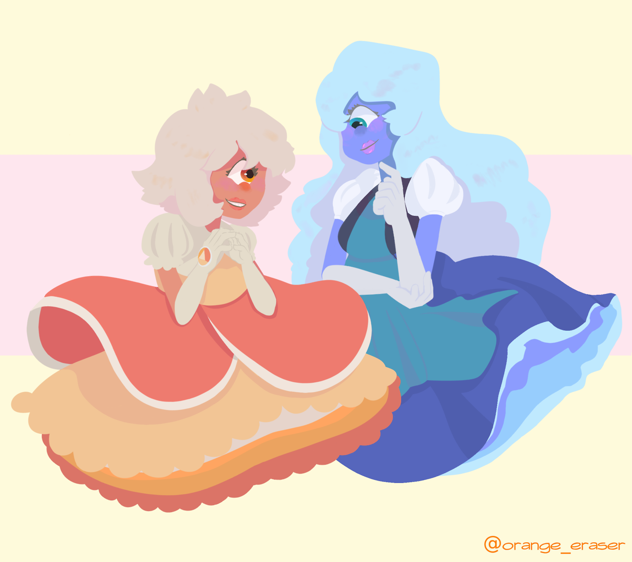 🔷Blue Sapphire🔷 & 🔶Padparadscha Sapphire🔶 Follow my Instagram where I originally post this and other projects I draw! :D https://www.instagram.com/orange_eraser/?hl=en