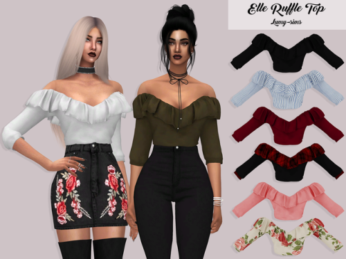lumy-sims-cc:
“ Elle Ruffle Top • 23 Swatches
• HQ Mod Compatible
• Custom Catalog Thumbnails
•  Download on my website
”