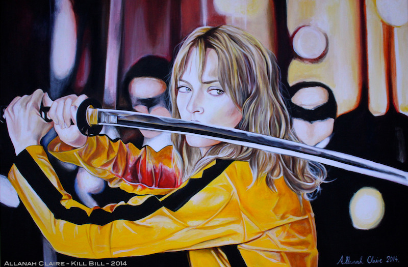 Hi my name is Allanah Claire - Here is a Kill Bill (Uma Thurman) painting I created for my brother. Hope you like it ^_^ More of my art here: www.facebook.com/AllanahClaireArt