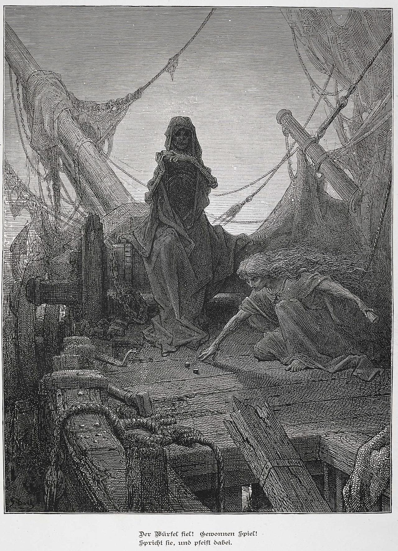 thefugitivesaint:
“Gustave Doré (1832-1883), ‘Der bürfel fiel’ (The Dice Fell), from “The Rime of the Ancient Mariner” by Samuel Taylor Coleridge, 1877
Source: https://www.bl.uk/collection-items/the-ancient-mariner-illustrations-by-dore
”