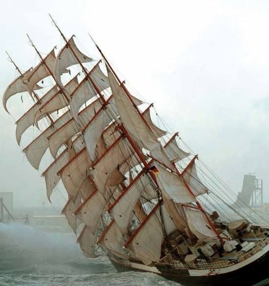 123oleg:
“ Tall Ship in Heavy Wind. The Pamir was built in 1905 for a Hamburg shipping company. Flying P-Liners and was therefore traditionally baptized into one with “P” name starting on the Central Asian Pamir Mountains.
”