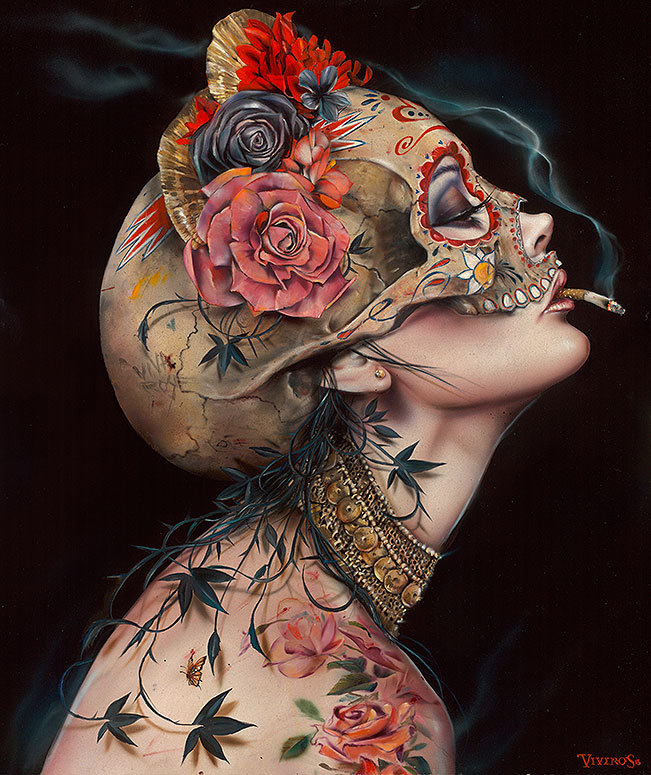 asylum-art-2: “  Most Seductive Smoking Portraits By Brian M. Viveros   Facebook Brian M. Viveros is a famous surrealist artist from California, famous for his female portrait paintings and seductive drawings. He uses a combination of oil paints,...