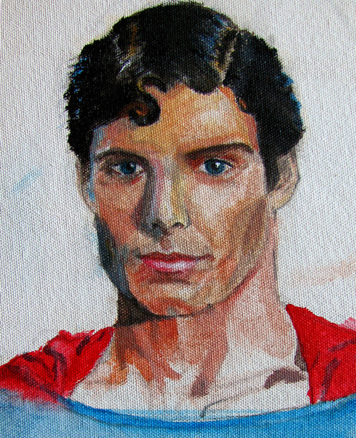 Superman Christopher Reeve, Acrylic on Canvas, by 13-year-old artist Misheel, misheel-art.tumblr.com