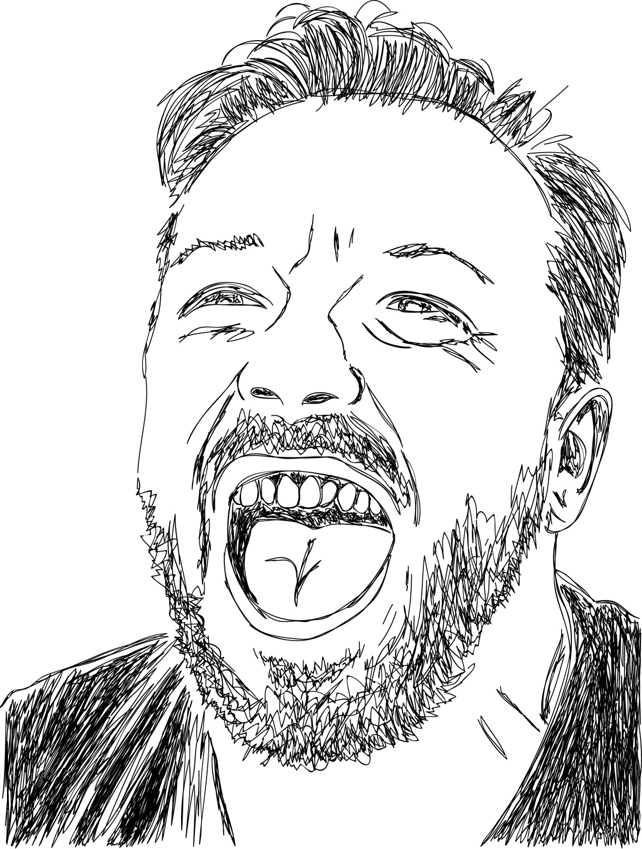 In my spare time I like to scribble… a lot. One of my favourites is my Ricky Gervais portrait which I’m really happy to share. You can find more on my wordpress. tezzawiggy.wordpress.com