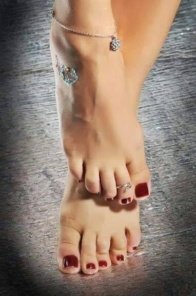 Pedicured chubby toes