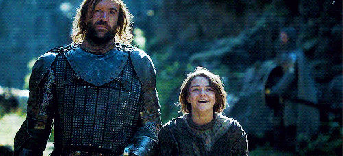 Image result for arya and the hound gifs