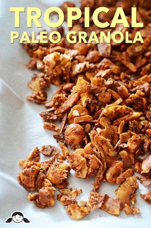An overhead shot of Tropical Paleo Granola, a grain-free and gluten-free treat.