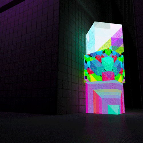 Colorful Geometric Aesthetic Vaporwave Grid Blocks Building
