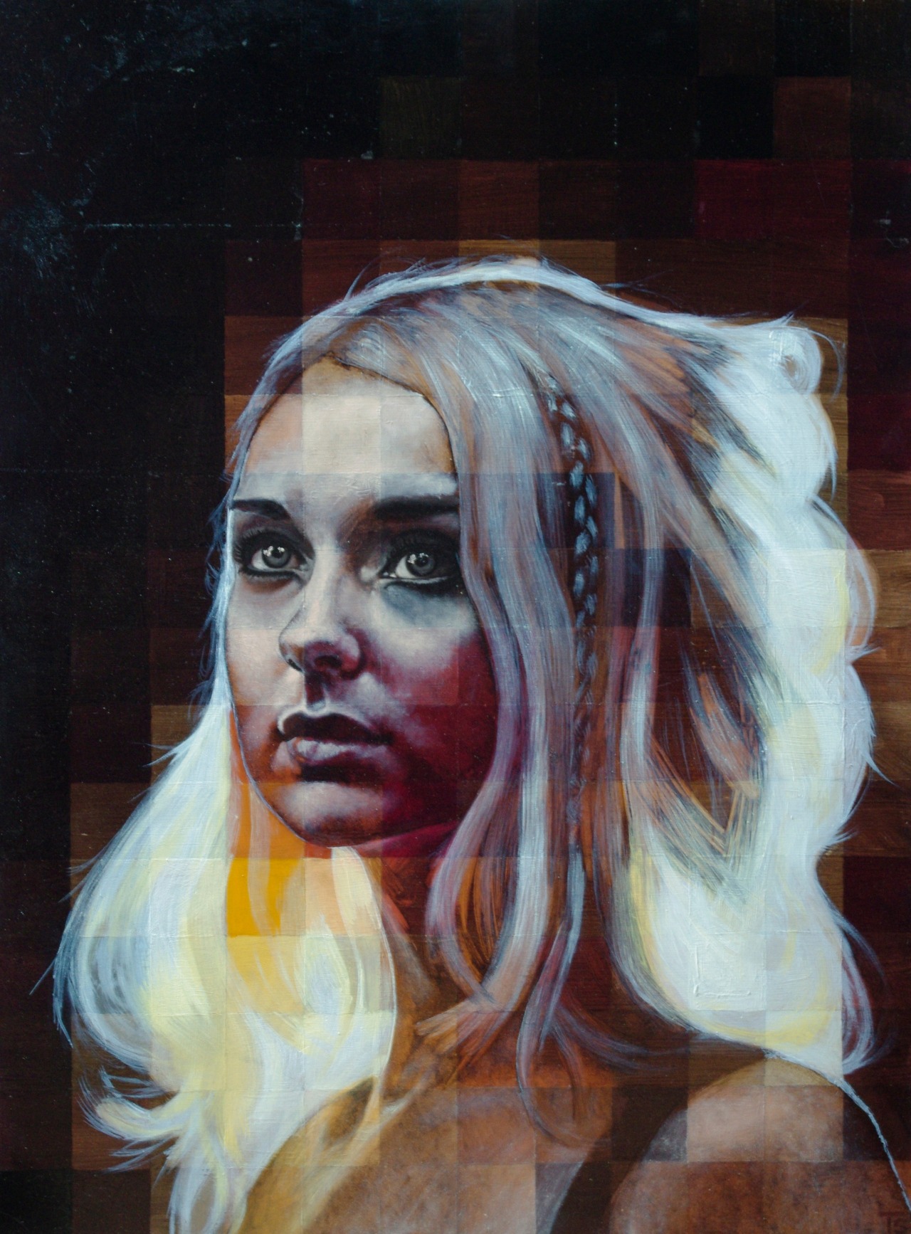 Part of a pixelated portrait series I’ve been working on mixed media on masonite panel 16"x20" Facebook / Tumblr / Deviantart