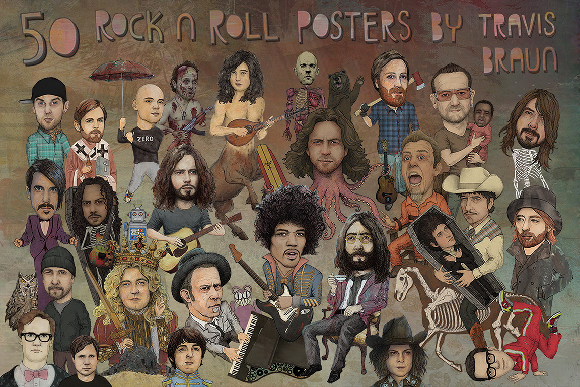 50 Rock N Roll Posters On Kickstarter - By Travis Braun http://www.kickstarter.com/projects/travisbraun/50-rock-n-roll-posters-phase-1-0
