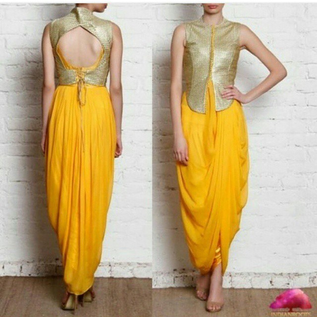 buy our designs at jaipurfashions.com — Yellow dhoti style dress. #buy ...