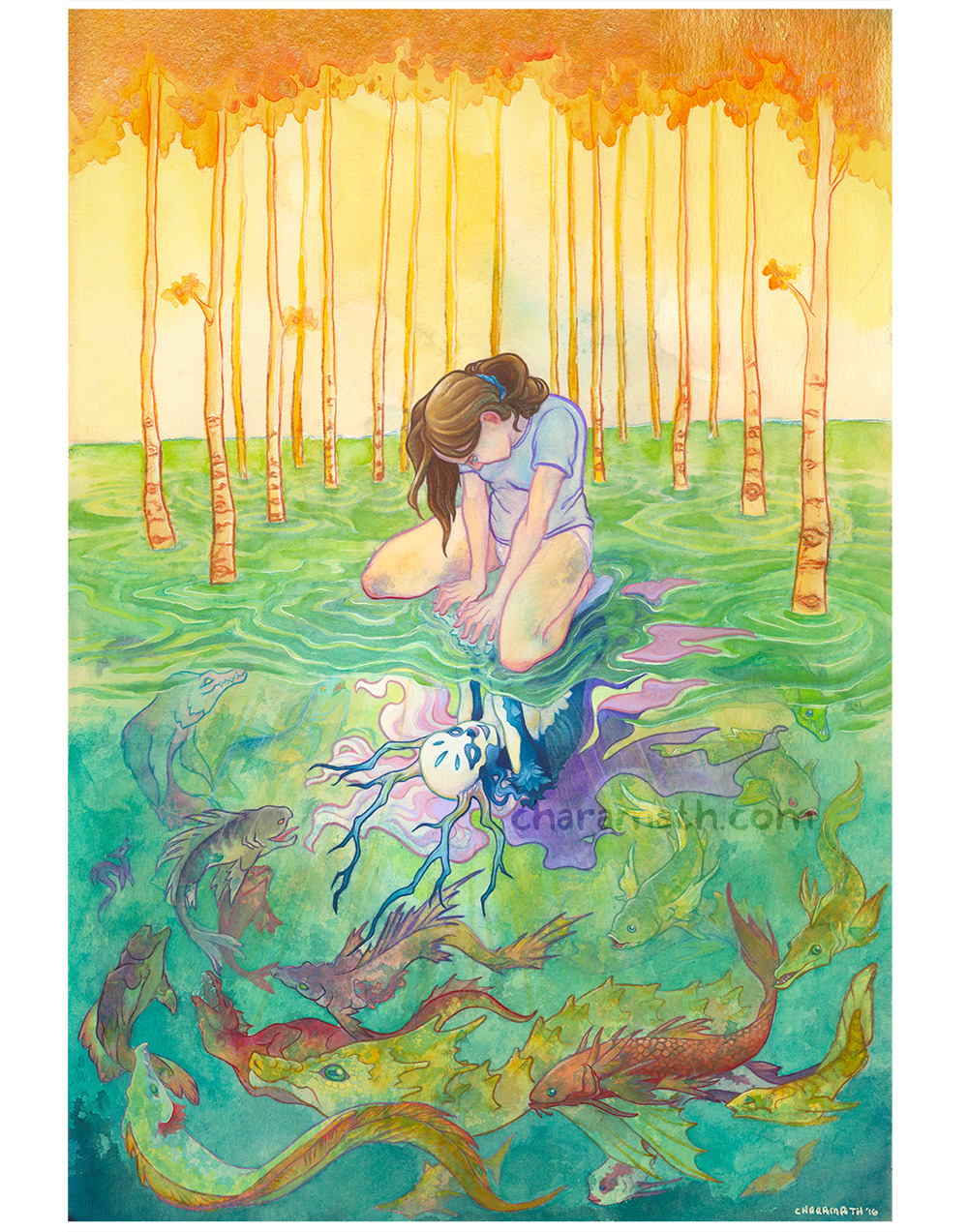 ‘Reflection’ Done in watercolors, gouache and inks. A personal piece. etsy patreon neatoshop teepublic