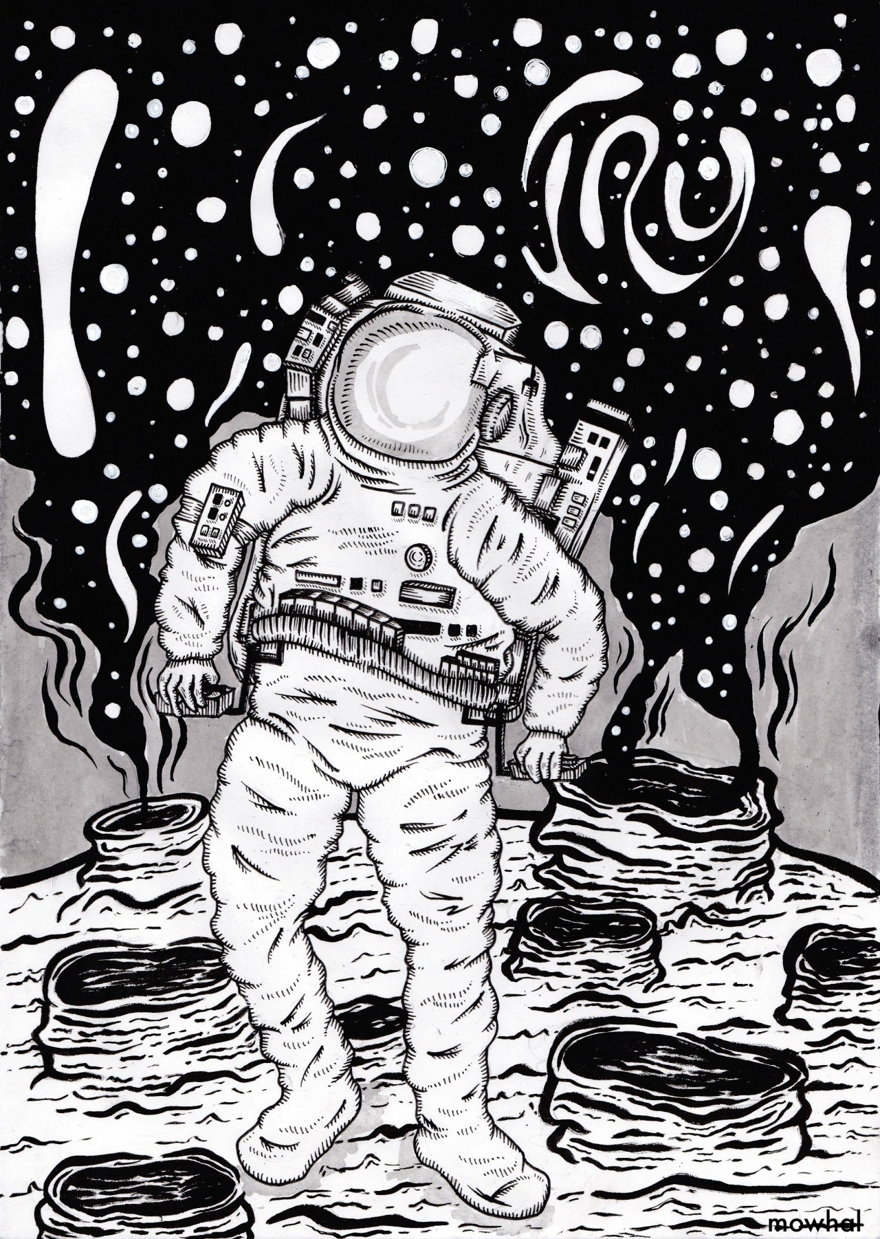 the astronaut —drawing & brush pens with acrylic paint 17/09/14 instagram tumblr