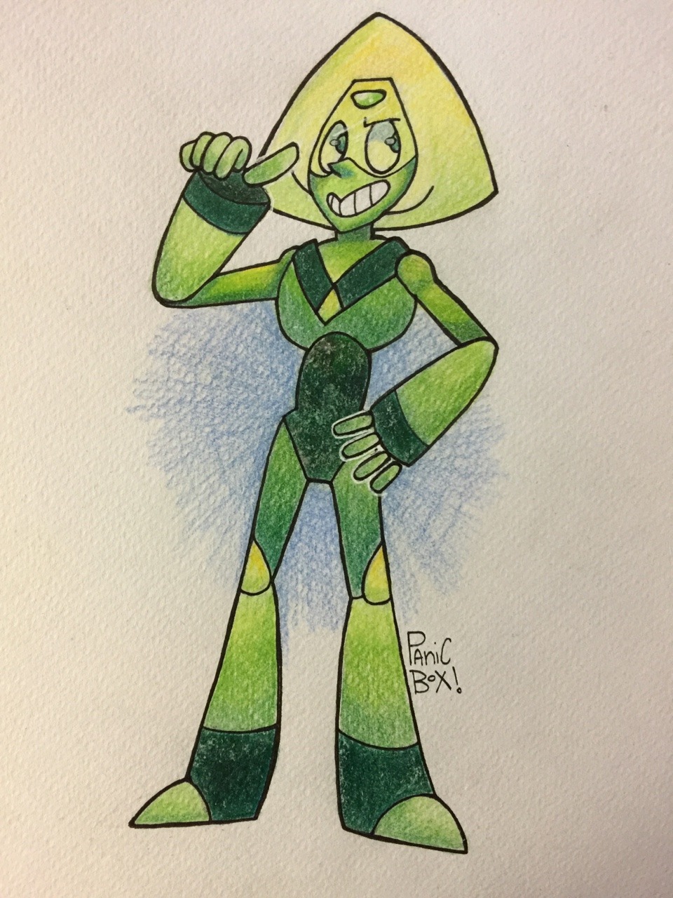 I was chatting with @strangealiencollectinggalaxies and they mentioned that their fav Steven Universe gem was Peridot so I decided to draw her. I went with big Peri first but I’ll prolly draw small...