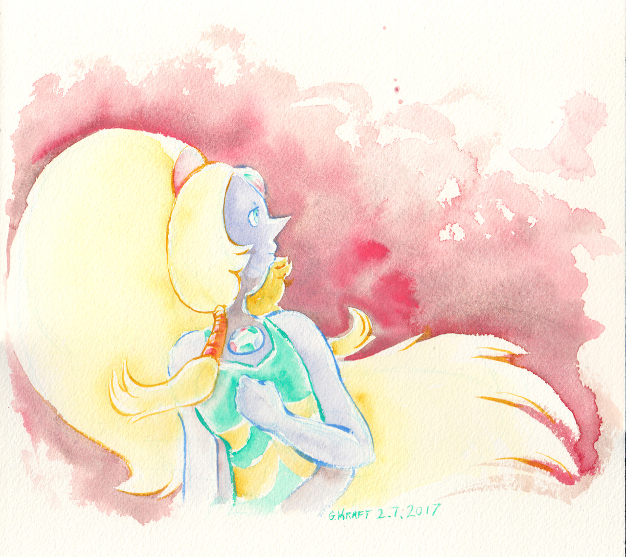 Today’s my birthday and I wanted to test out some new watercolors I got myself with a quick Opal~