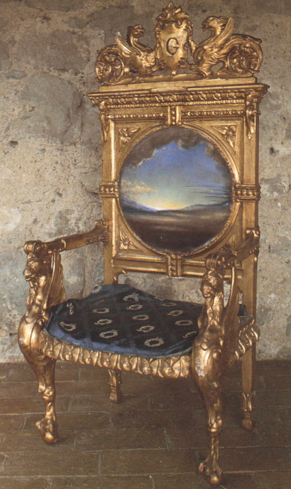 artist-dali:
“Armchair with Landscape Painted for Gala’s Chateau at Pubol by Salvador Dali
”
