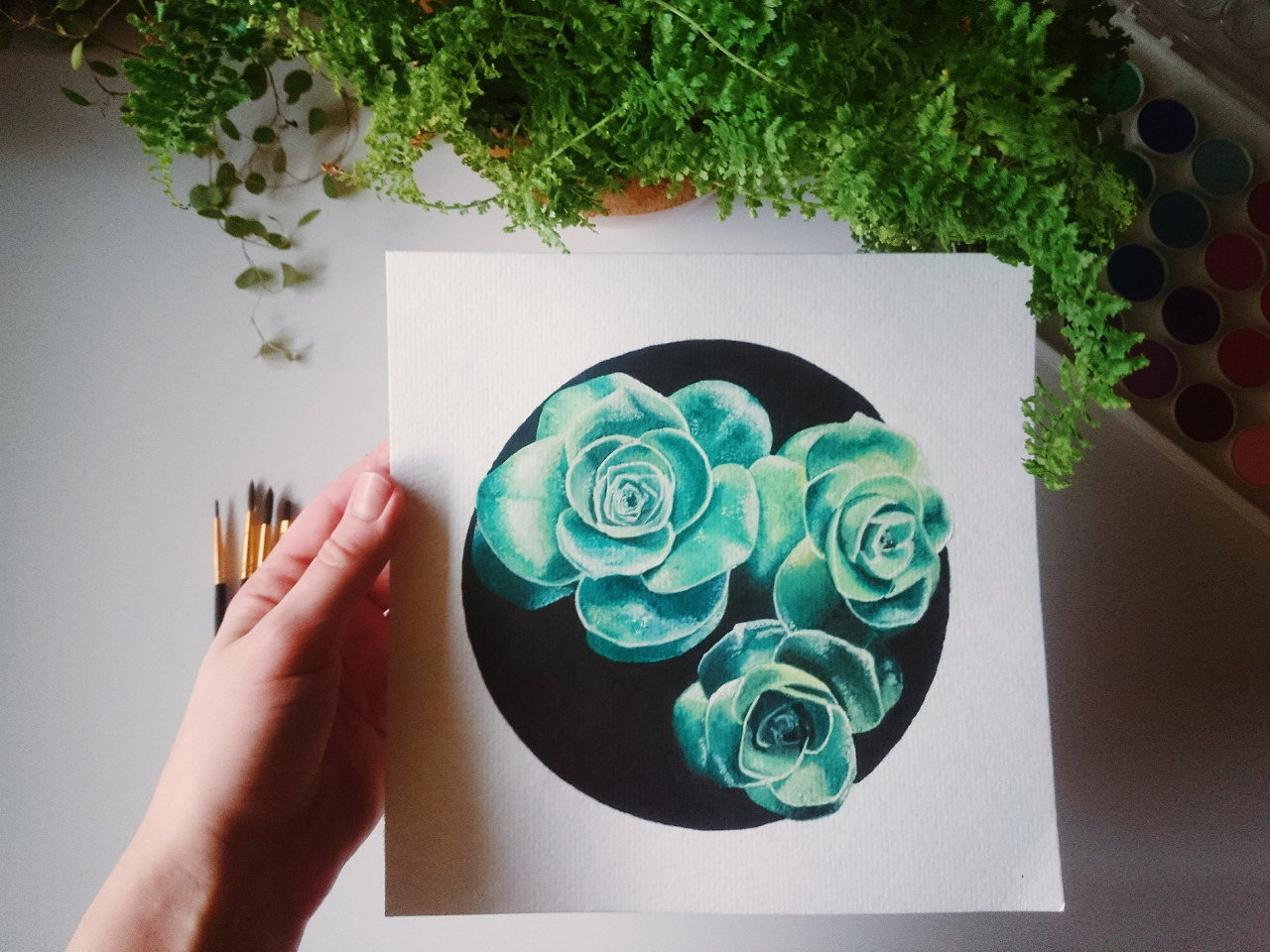 8x8’’ watercolor succulent painting // Etsy // Instagram