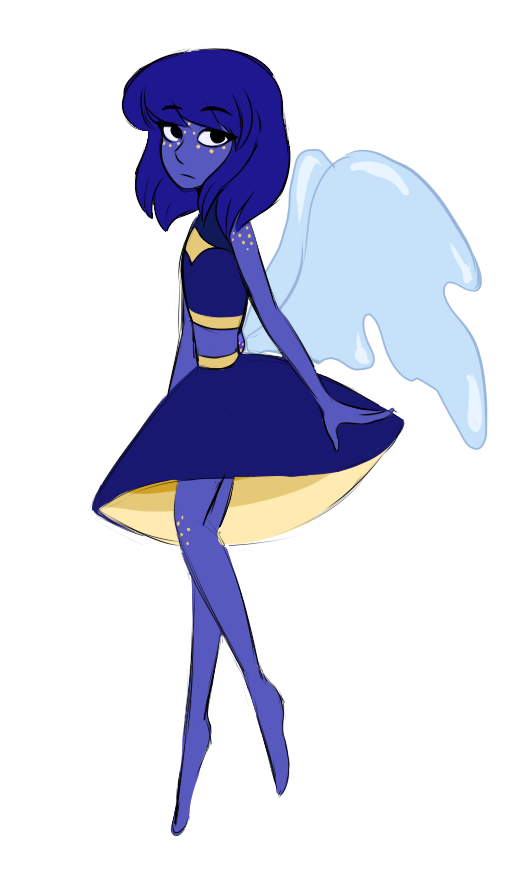 I wanted to make a lapiz lazuli that was colored like the actual stone! her gem is on her lower back right above her butt. she is kinda of disenchanted with homeworld at the moment, but isn’t quite...