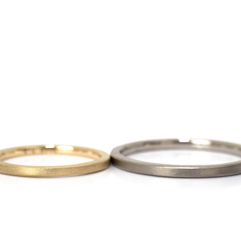 白バック　オーダーメイドマリッジリング　　プラチナ、ゴールド　屋久島で作る結婚指輪