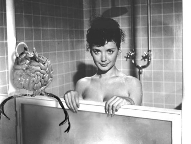 damsellover:
“ In a publicity still from Fiend Without a Face (1958) is Kim Parker, star of a great “girl in a towel” scene from this film.
”