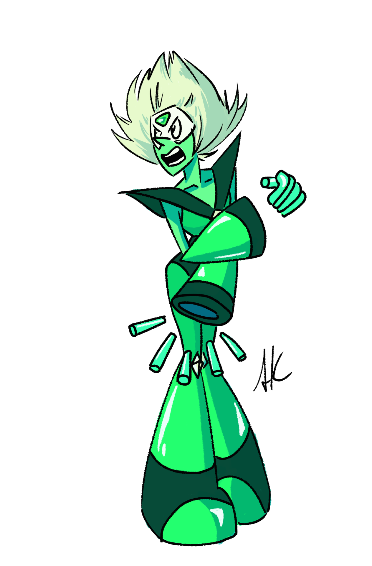 there used to be a smug homeworld amethyst on the left but i got too tired
kinda-redraw of the first time i drew peridot