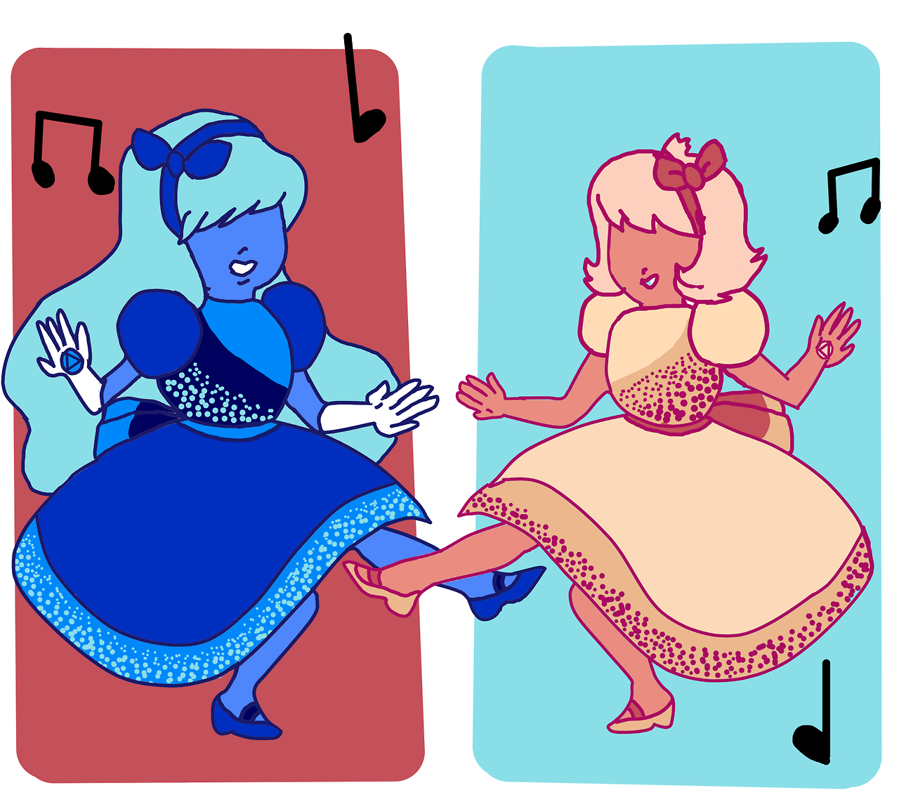 ‘Hey Ruby! Come dance with us!’ I guess this is an AU? Dance AU anyone? Sapphire and Paddy doing the swing dance is the cutest thing.