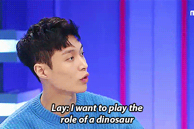 Image result for lay exo dinosaur gif