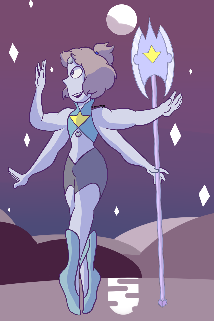 Here she is, the polls came back and pearl won, so here is opalite, my fusion of pearl and chalcedony. I might make another poll sometime, so keep an eye out for that