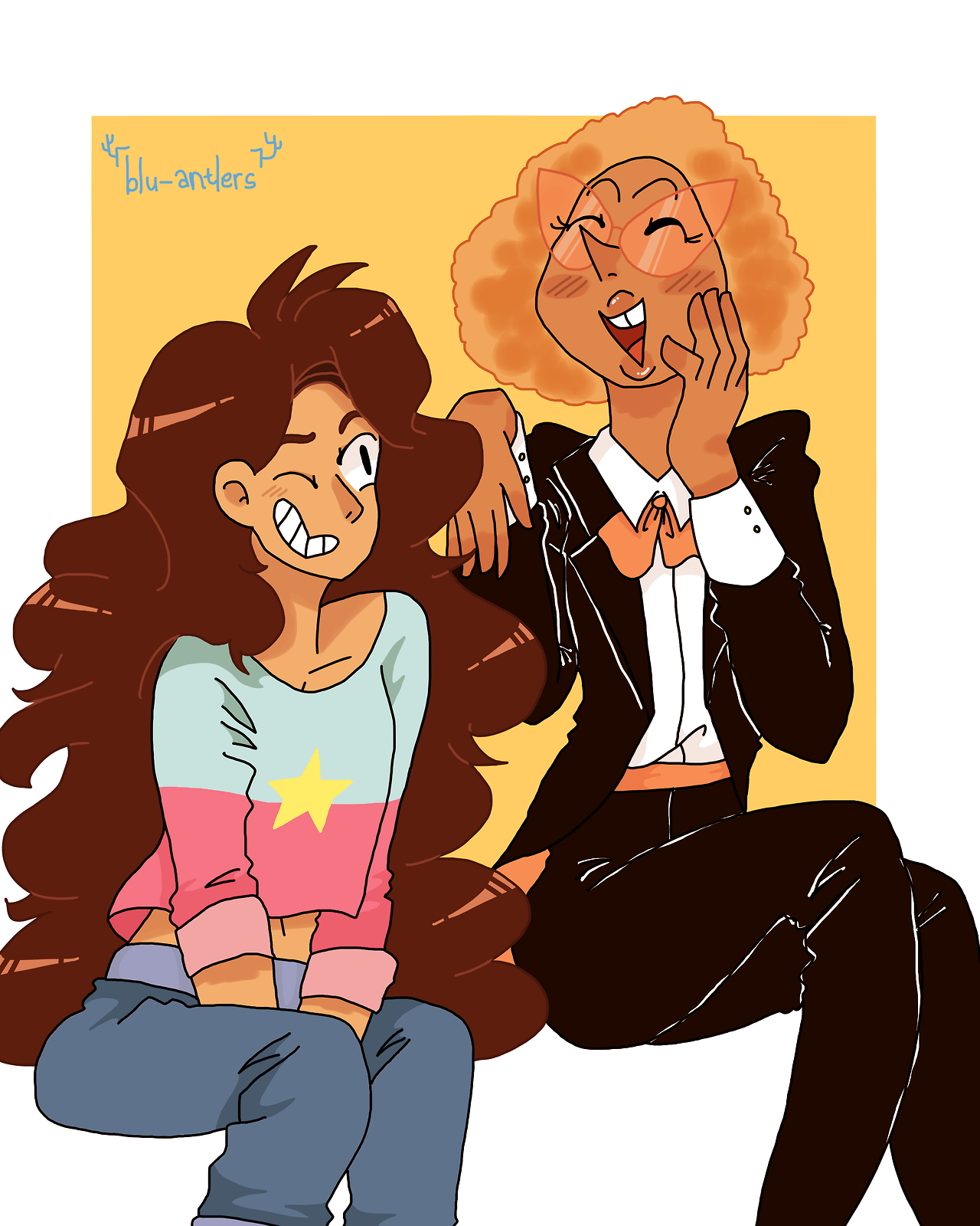 Another human gem thing! This time it’s Sardonyx and Stevonnie! (I’m so sorry for messy Sardonyx ;w;)