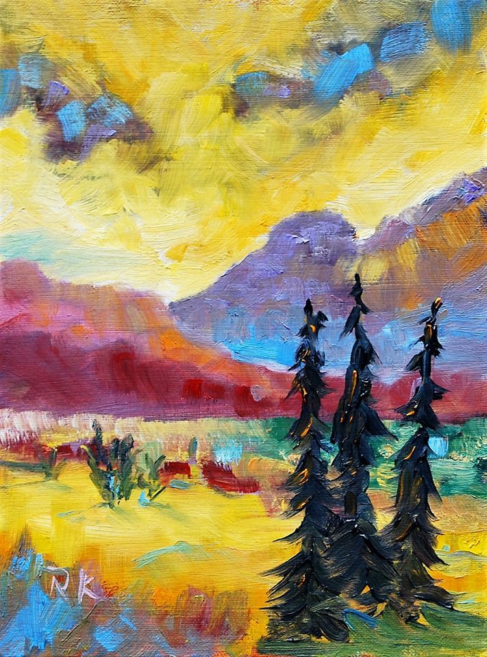 “A view of the Canadian Rockies” by Reda Karkaba; Oil on Canvas Board, 9" x 12"; www.rkart.ca