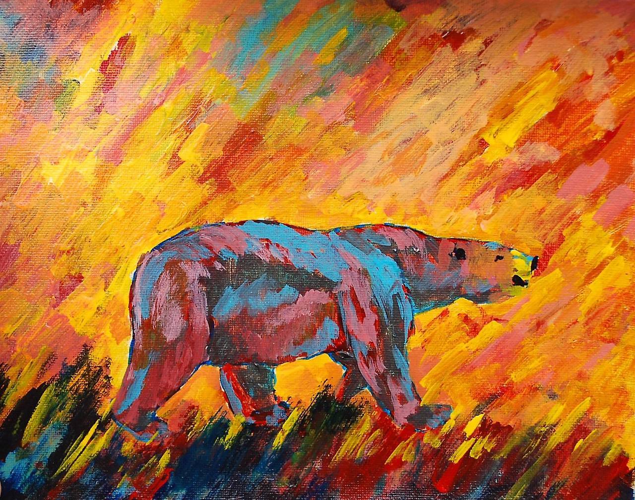 “Brown Polar Bear” by Reda Karakaba; Acrylic on Paper 8" x 10"; www.rkart.ca