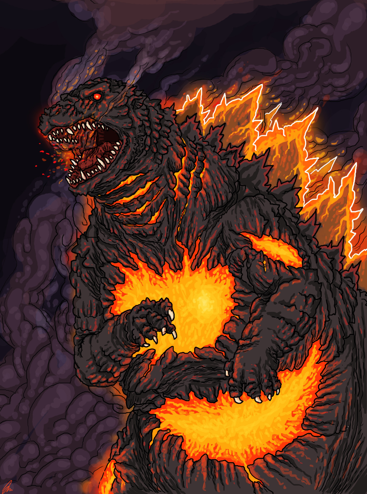Burning Godzilla By André Díaz (Grimonomicon) TUMBLR DEVIANTART