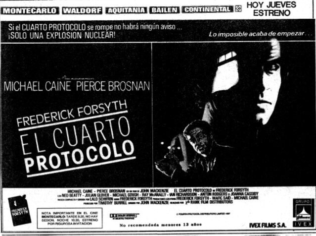 ‪Hoy se estena en los cines “El cuarto protocolo” basada en la novela de Frederick Forsyth. Con Michael Caine y Pierce Brosnan #j130887 ‬