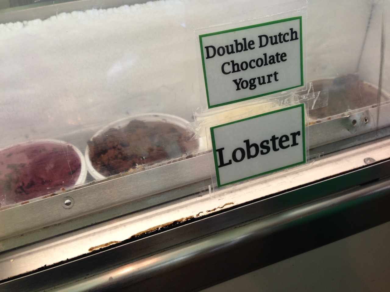 Yes, everyone, lobster ice cream EXISTS! IT EXISTS!
FYI: It tastes like chewy taffy, and I didn’t hate it.