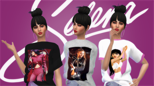 simtanica:
“ SELENA QUINTANILLA T-SHIRTS • 6 swatches
• original mesh by @sims4-marigold
• download mesh here (required)
DOWNLOAD T-SHIRTS
”
