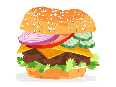 Classic Cheeseburger - Illustration by Drew Bardana Website | Instagram | Behance