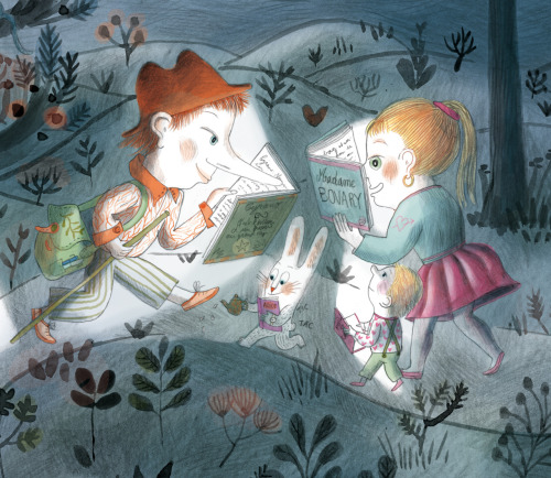 Nos vamos encontrando por los caminos de la lectura (ilustración de Clotilde Perrin)