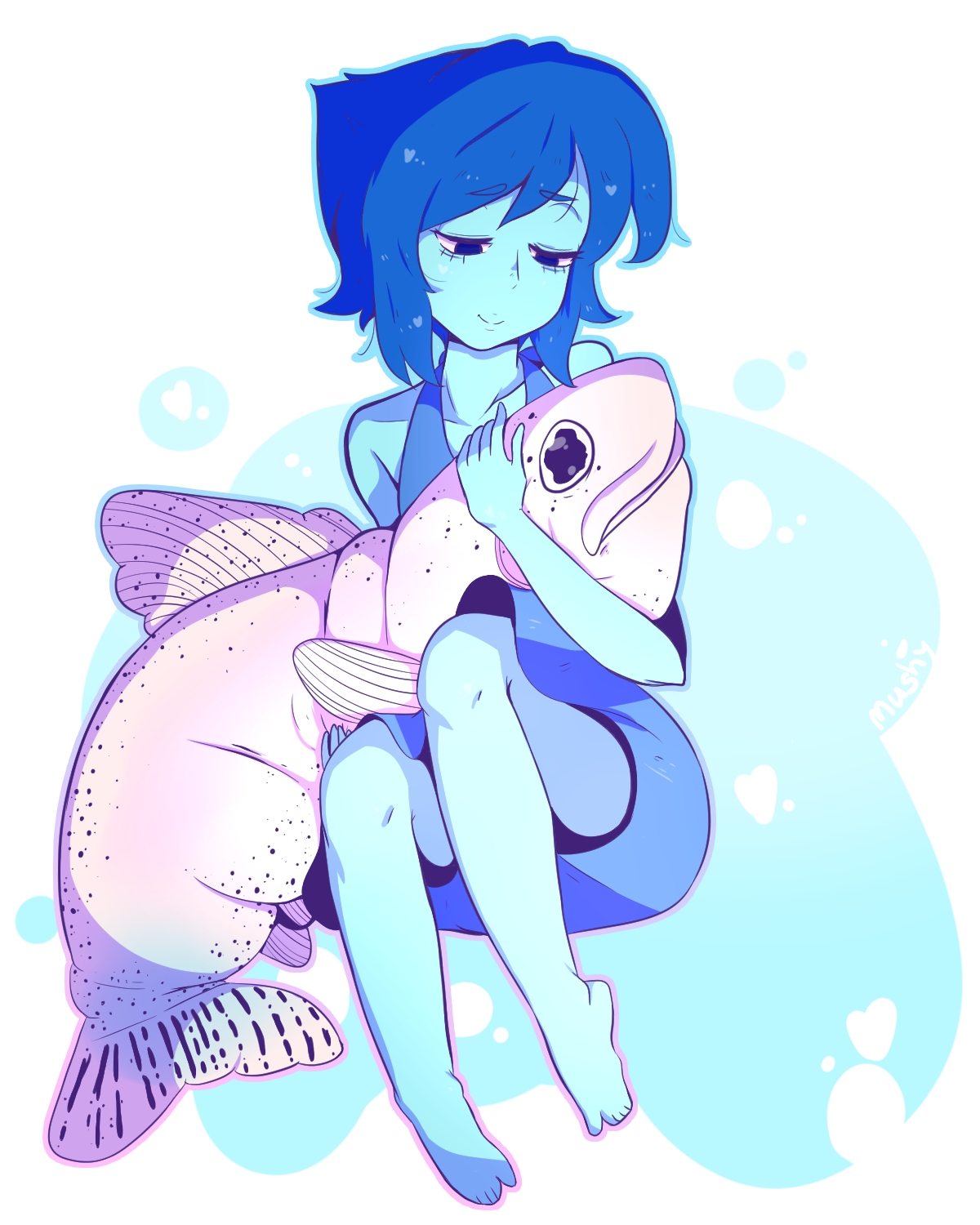 Anonymous said: Draw lapis with a rainbow trout pillow please. The pillow I want you to draw is in a vid called spring fling cosplay stuffed fish edition. Answer: i hope this lives up to ur...
