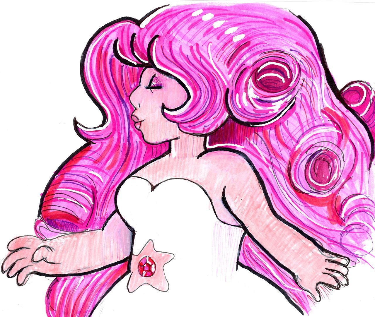 ROSE QUARTZ- from Steven Universe Done with sharpies, wite-out, crayola markers, and pens