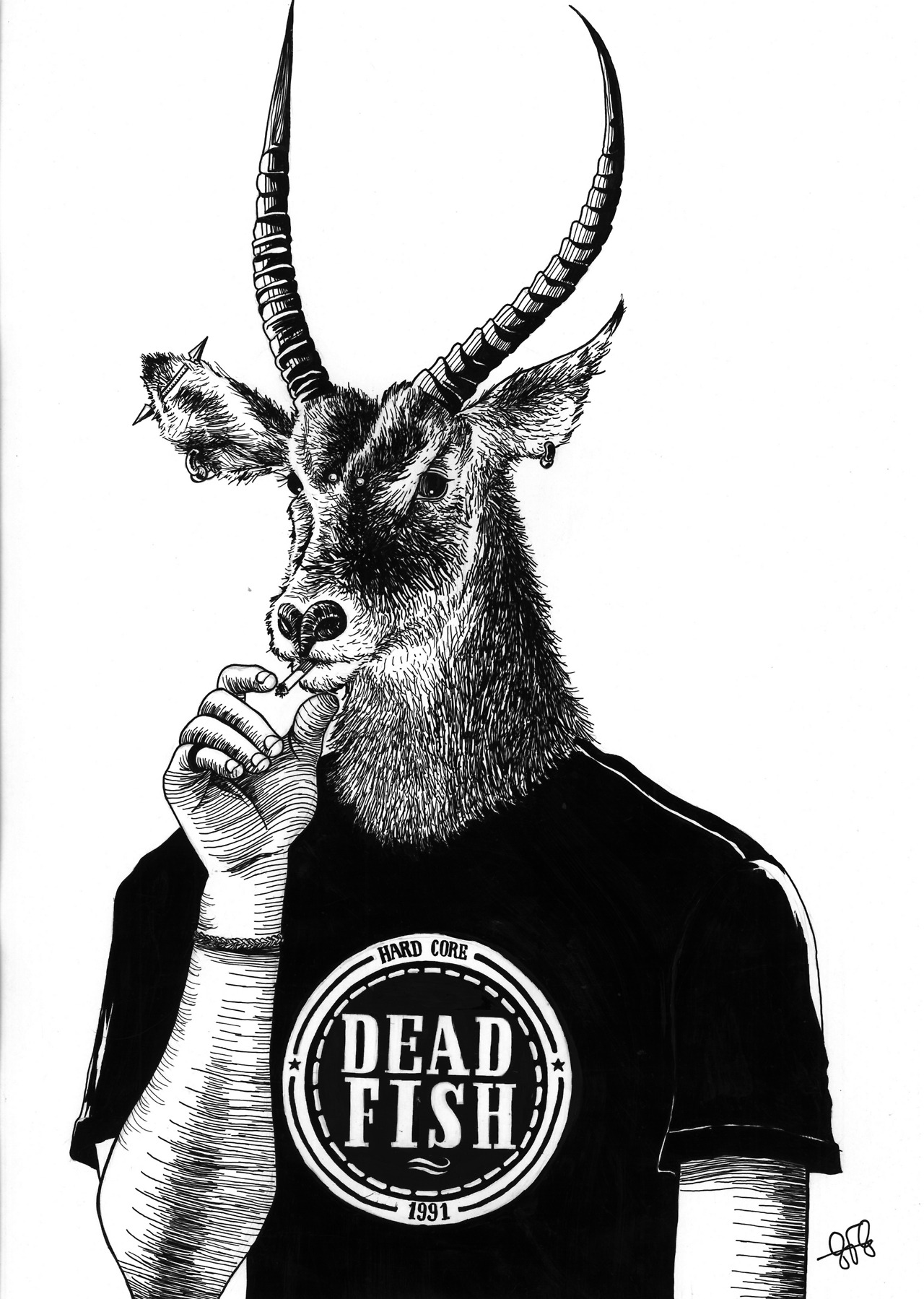 Fred Headbanger, illustration made with nankin.