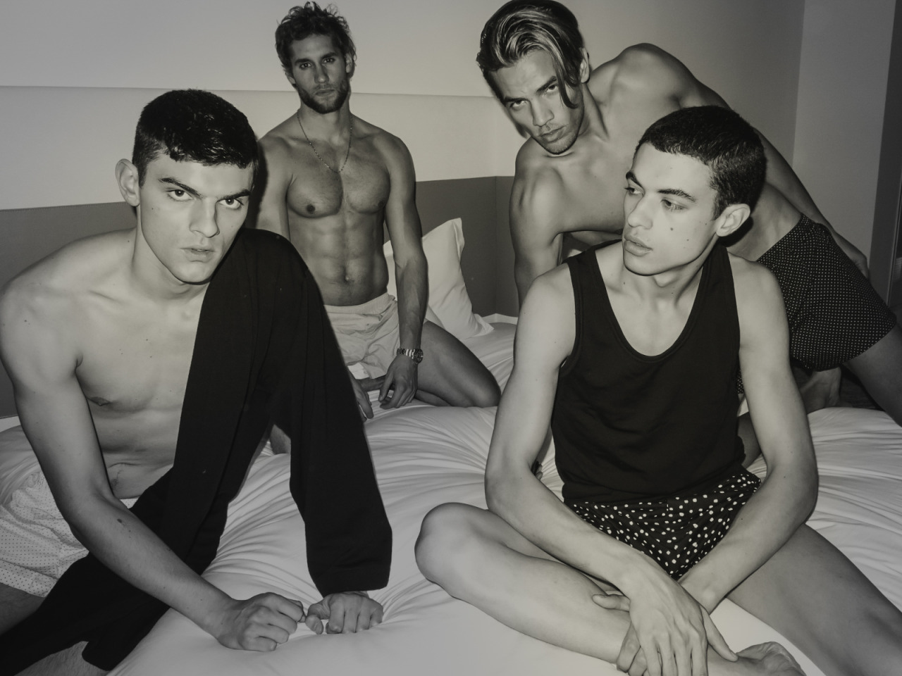 Photography by Joseph Lally. Styling by Julien Sauvalle. Fashion assistant: Dennis Hinzmann. Models: Malik Winslow at Major Model Management. Corey Marsau, Daniel McSweeney, and Franco Noriega at Q Models NYC.